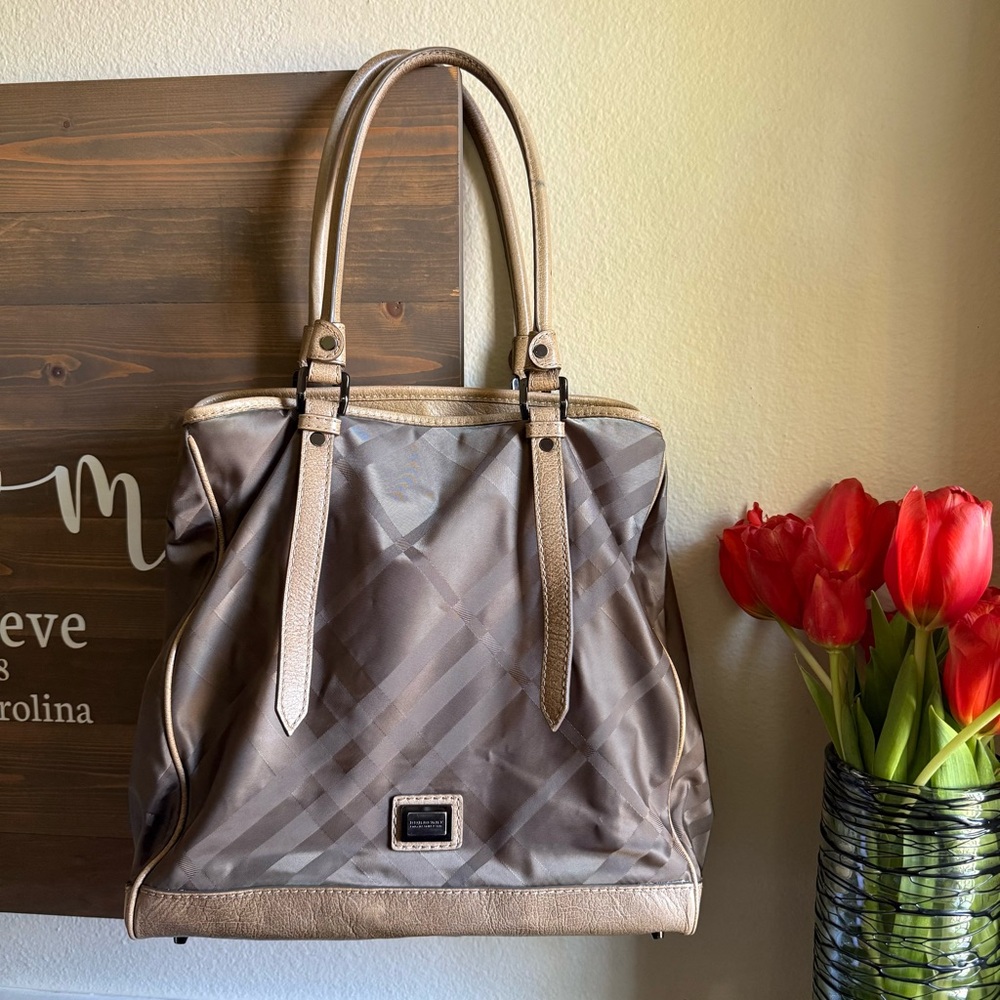 BURBERRY Nylon and Leather Tote Bag With Strap